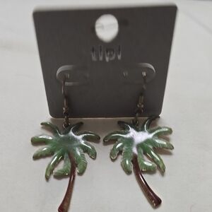 Tibi Green and Brown Palm Tree Earrings